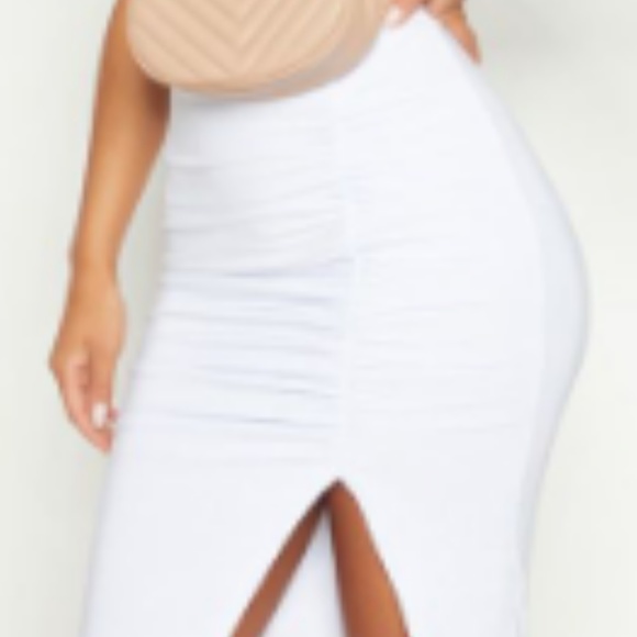 Pretty Little Thing-White Split Midi Skirt - Picture 1 of 6